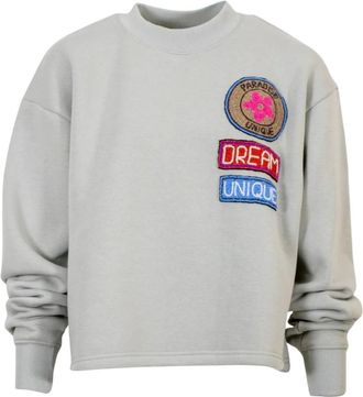 Brand Unique Sweatshirts, female, Gray, Size: M Embossed Logo Sweatshirt