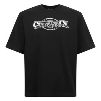 Casablanca T-Shirts, male, Black, XL, Cotton T-shirt with print and logo