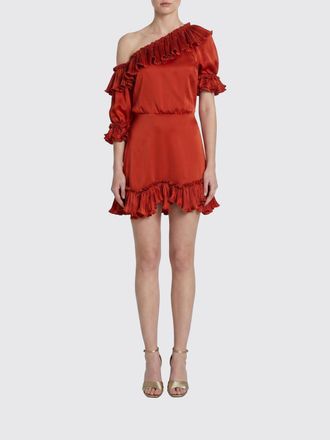 Saint Laurent Abito monospalla in seta con rouches