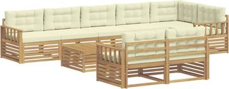 vidaXL Conjunto De Sof&aacute;s De Exterior 9 Uds. Blanco Y Crema Poli&eacute;ster Vidaxl