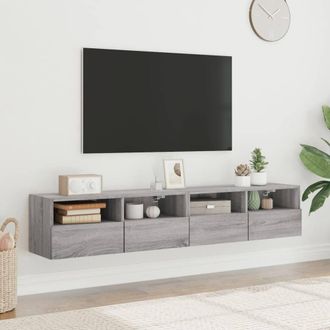 Berkfield Home TV Wall Cabinets 2 pcs Grey Sonoma 80x30x30 cm Engineered Wood | Size: 80 x 30 x 30 cm