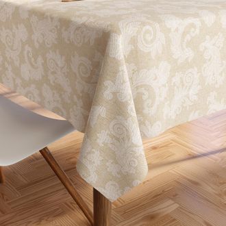 OEM Mantel Floral Jacquard Chambray Beige, 90x140 Cm, Algod&oacute;n Lavable, Para Comidas Familiares/fiestas