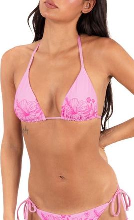 Hurley Tropical Blooms Triangle Bikini Top in Bright Plumeria /Hula Pink at Nordstrom, Size X-Small