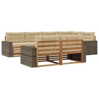 vidaXL Set Di Divani Da Esterno 7 Pz Naturale E Beige Vidaxl
