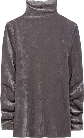 Luisa Cerano Lange mouwen fluwelen top - Dames - Coltruien - Grijs - XL - Polyester - Truien & Vesten