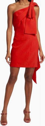 Sachin & Babi Bella One Shoulder Bow Mini Dress In Chili Red