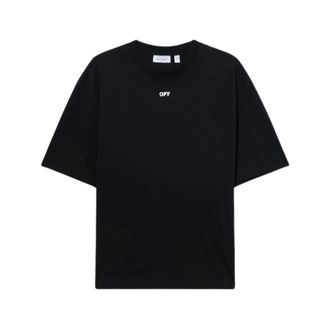 Off-white Tops, Heren, Zwart, L, Katoen, Logo Print Katoenen T-shirt