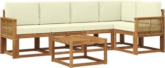 vidaXL Conjunto De Sof&aacute;s De Exterior 6 Uds. Natural Y Crema Vidaxl
