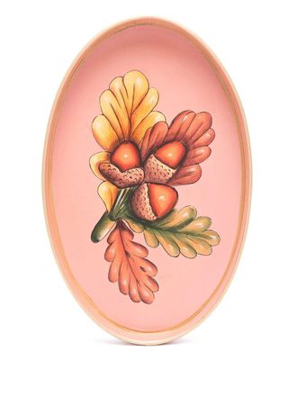 Les-Ottomans Flora Hand Painted Iron Tray Acorns It246