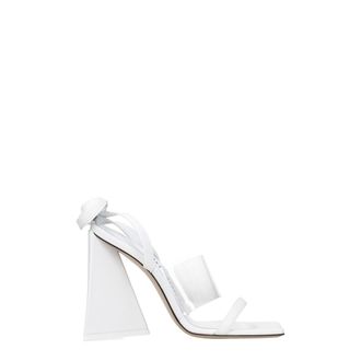 The Attico White Leather Stiletto Heel Womens Sandals