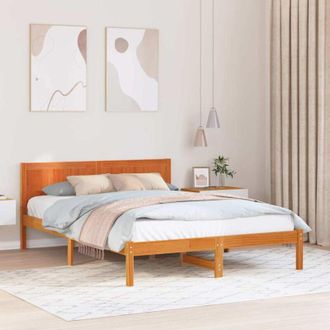 vidaXL Vidaxl - Estructura De Cama Marr&oacute;n 150 X 200 Cm Madera Maciza De Pino