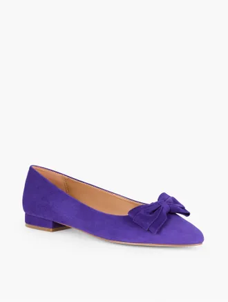 Talbots Edison Bow Suede Flats - Black - 6 1/2 M Talbots