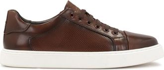 Kazar Bruine casual sneakers met perforaties - Heren - Sneakers - Bruin - 46 EU - Leer - Schoenen