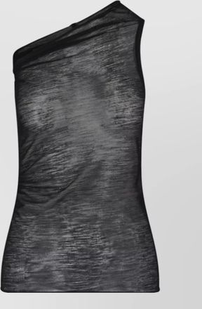 Rick Owens one shoulder ruched sheer sleeve top