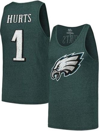 Majestic Threads Mens Majestic Threads Jalen Hurts Green Philadelphia Eagles Name & Number Tri-Blend Tank Top at Nordstrom, Size Small