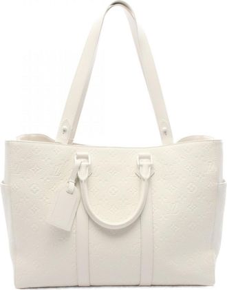 Louis Vuitton White Leather Handbag Tote Bag (Pre-Owned)