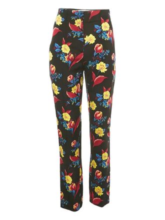 Diane Von F&uuml;rstenberg crepe floral-print trousers - Black
