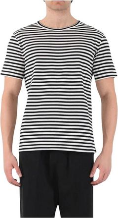 Mauro Grifoni Gestreept T-shirt met ronde hals en halve mouw - Heren - T-shirts - Wit - S - Katoen - Tops