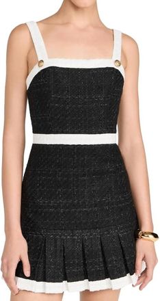 Alice & Olivia Womens Clarine Square Pleated Mini Dress In Black/off White