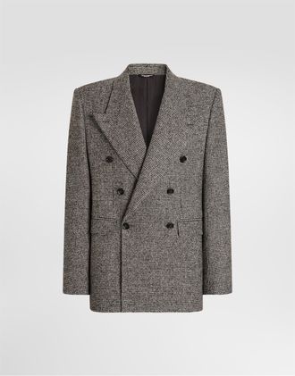 Dolce & Gabbana Sinatra Double-breasted Jacket In Birdseye Wool Blend - Man Suits And Blazers Multicolor 54