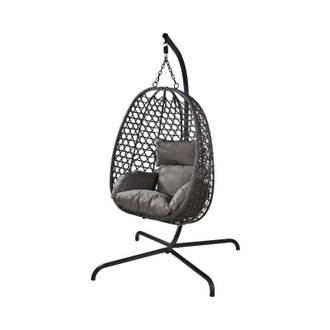 Progarden Silla Colgante Ratan Gris Oscuro, Silla Colgante De Rat&aacute;n En Color Gris Oscuro, Ideal Para Crear Un Espacio De Relax En Jardines, Terrazas, Balcones O