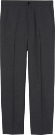 Gucci Wollen Twill Broek met Logo - Heren - Nette broeken - Grijs - 2XL - Wol - Broeken