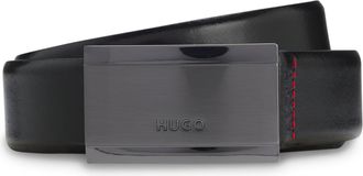 HUGO BOSS Lederg&uuml;rtel HUGO Gexter Sz30, Herren, Gr. 11,5, schwarz (schwarz 001), Rindsleder, unifarben, G&uuml;rtel Lederg&uuml;rtel, mit Koppelschliesse
