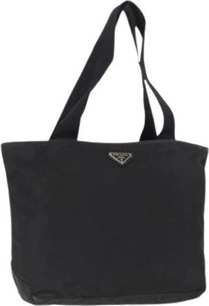 Prada Pre-owned Tote Bags, female, Black, Size: ONE SIZE Pre-owned Nylon Tote Bag