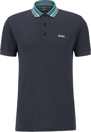 HUGO BOSS Mens GBBOSS slim fit polo Paule met contrastbies dark blue - Navy Cotton - Size X-Large