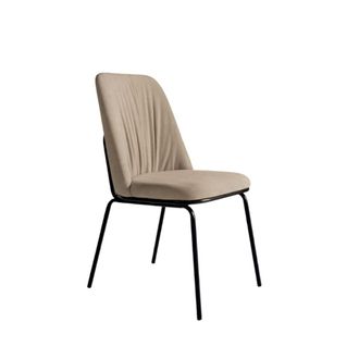 MondoViro Conjunto de 2 sillas con patas negras y tela gris t&oacute;rtola 61x49 cm 93h