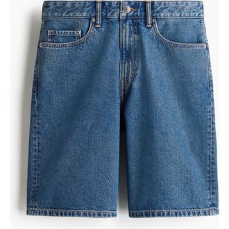 H&M Relaxed Fit Denim Shorts in Denim Blue at Nordstrom, Size 40