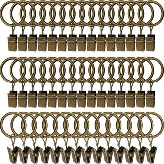 OEM Juego De 45 Anillas Met&aacute;licas Para Cortinas - Bronce Antiguo - Clips Resistentes Para Cortinas Pesadas - Ganchos Decorativos Para Colgar - 45 Piezas -