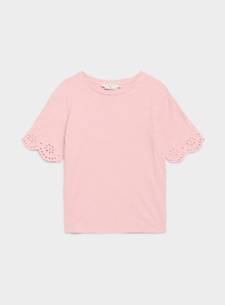 Contemporaine Womens Organic cotton broderie anglaise slub T-shirt