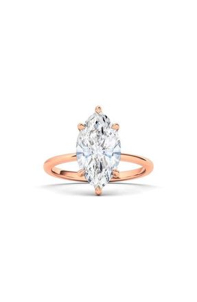 HauteCarat Marquise Cut Lab Created Diamond Ring in 2.00 Ctw 18K Rose Gold at Nordstrom, Size 5.5