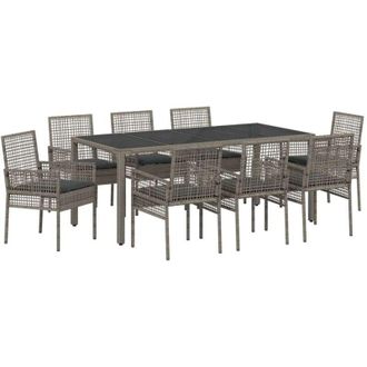 vidaXL Conjunto De Comedor De Jard&iacute;n 9 Pcs Gris Polirat&aacute;n Vidaxl
