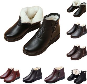 Generic winter boots women Winter Boots Women UK Wide Fit Waterproof Shoes Fur Lined Wellies Ladies Leather Wedge Ankle Boot Arch Support Orthopedic Shoe Faux