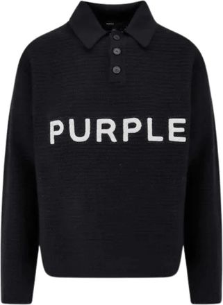 Purple Logo Embroidery Sweater - Heren - Ronde hals truien - Zwart - M - Wol - Truien & Vesten