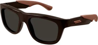 Bottega Veneta BV1233S002 Square Full Rim Sunglasses - Brown