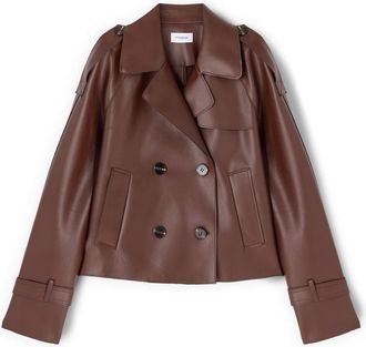 Motivi Jassen, Dames, Bruin, XS, Polyester, Korte double-breasted trenchcoat met epauletten