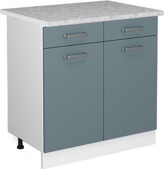 Vicco Mueble Bajo De Cocina R-line, Gris Azulado, 80 Cm, Et M&aacute;rmol