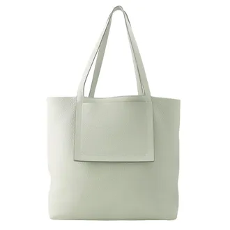 Herm&egrave;s Light Gray Light Green Taurillon Clemence Leather Handbag Tote Bag (Pre-Owned)