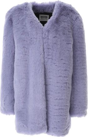 Moschino Jassen, Dames, Paars, M, Polyester, Teddy Lange Jas