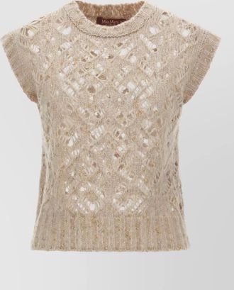 Max Mara alpaca-blend metallic knit sleeveless top