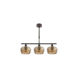 Fabrilamp Fabrilamp - Lampara estela 3xe14 marron regx55x13 cm c/tulipas cristal tallado ambar