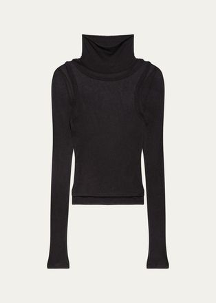 Helmut Lang Layered Sheer Turtleneck Top