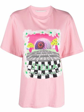 Stella McCartney graphic-print T-shirt - women - Cotton - 36 - Pink