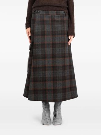 Société Anonyme check pocket-detail skirt - women - Wool - L - Grey