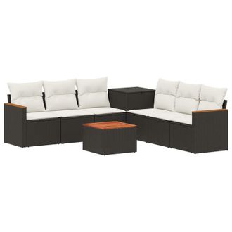 vidaXL Set Di Divani 8 Pz Nero E Bianco Crema Vidaxl