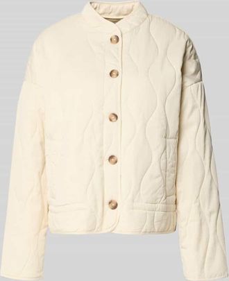 Jake*s Casual Steppjacke aus Lyocell-Baumwoll-Mix mit Stehkragen in Ecru, Gr&ouml;&szlig;e L