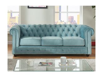 Vente-Unique Divano CHESTERFIELD 3 posti in velluto Azzurro pastello